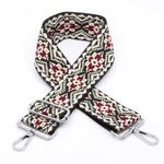 Afgewerkte tassenriem - blauw en bordeaux motief